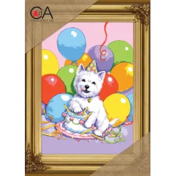 Tapestry Kit with printed canvas 22x30 The Birthday Party CDA6276K