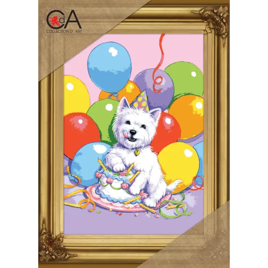 Tapestry Kit with printed canvas 22x30 The Birthday Party CDA6276K