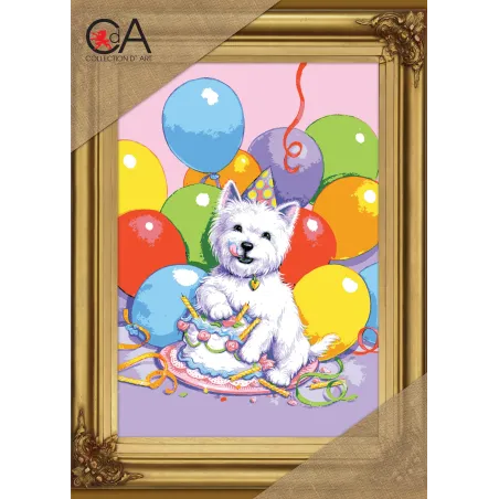 Kit de tapisserie avec toile imprimée 22x30 La fête d'anniversaire CDA6276K