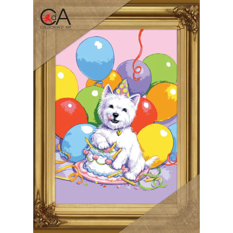 Kit de tapisserie avec toile imprimée 22x30 La fête d'anniversaire CDA6276K