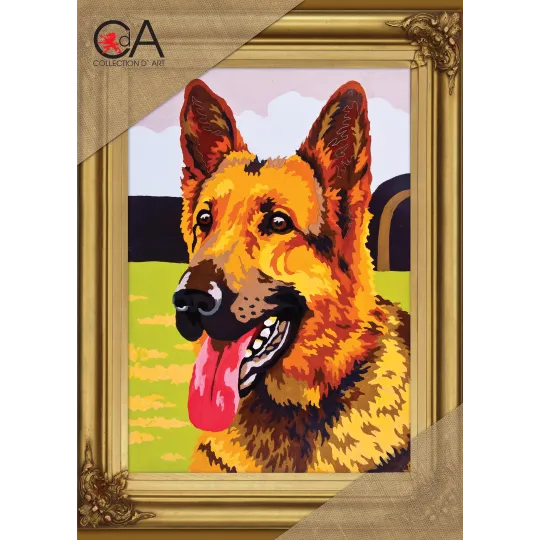 Gobelin-Set mit bedruckter Leinwand 22x30 Deutscher Schäferhund CDA6260K