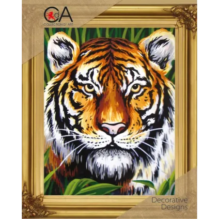 Gobelin-Set mit bedruckter Leinwand 22x30 Tiger CDA6253K