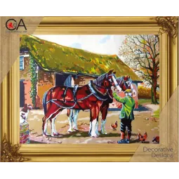 Tapestry Kit with printed canvas 22x30 Proud Clydesdales CDA6250K
