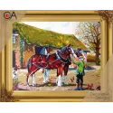 Tapestry Kit with printed canvas 22x30 Proud Clydesdales CDA6250K