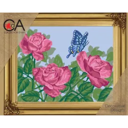 Tapestry Kit with printed canvas 30x22 Butterfly on the flower CDA6244K