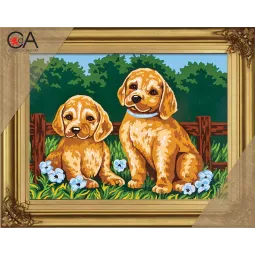 Gobelin-Set mit bedruckter Leinwand 22x30 Labradorwelpen CDA6223K