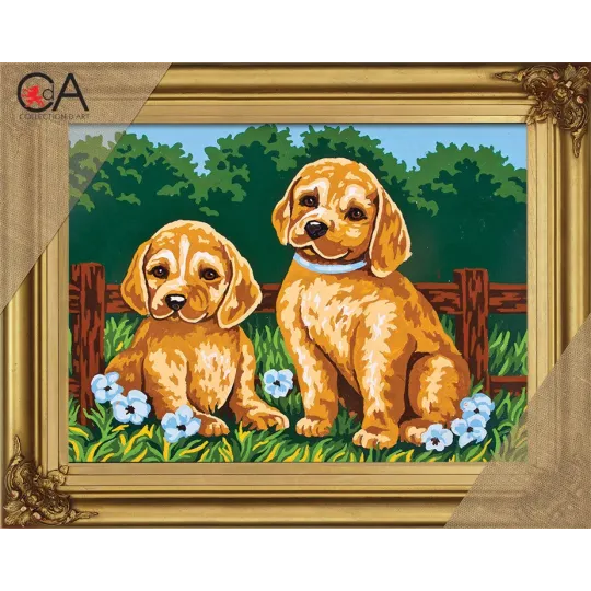 Kit de tapisserie avec toile imprimée 22x30 Chiots Labrador CDA6223K