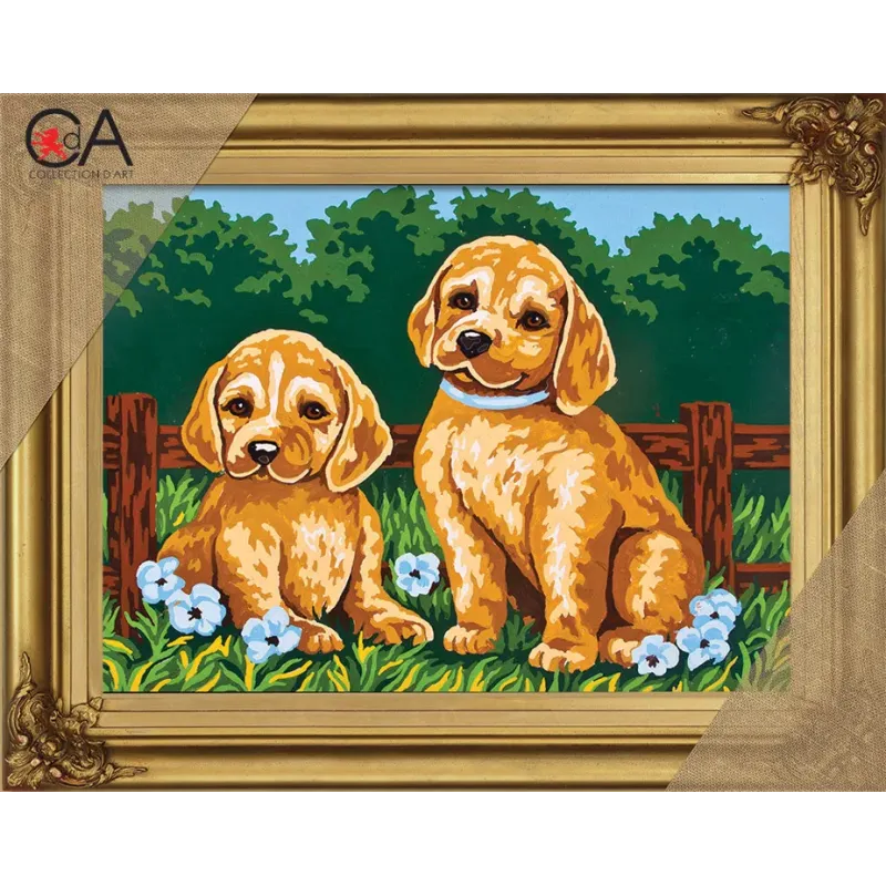 Gobelin-Set mit bedruckter Leinwand 22x30 Labradorwelpen CDA6223K