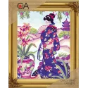Tapestry Kit with printed canvas 22x30 Geisha in Purple CDA6216K