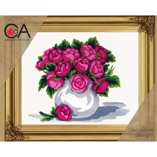 Gobelin-Set mit bedruckter Leinwand 30x22 Blumen in einer Vase CDA6197K
