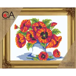 Kit de tapisserie avec toile imprimée 30x22 Fleurs dans un vase CDA6195K