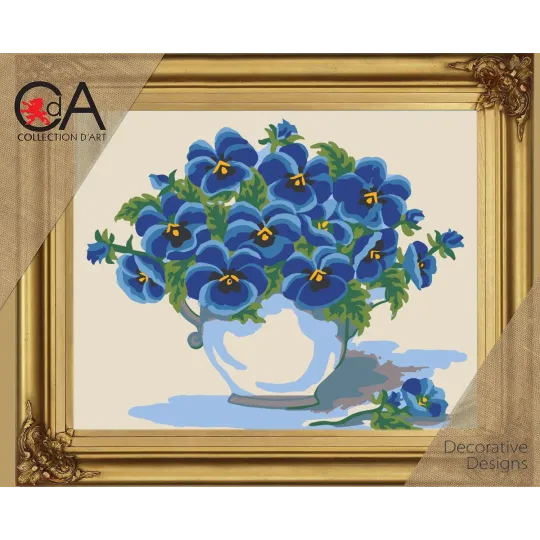 Gobelin-Set mit bedruckter Leinwand 30x22 Blumen in einer Vase CDA6194K