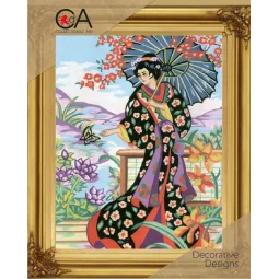 Kit de tapisserie avec toile imprimée 22x30 Dame Japonaise CDA6190K