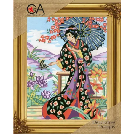 Tapestry Kit with printed canvas 22x30 Japanese Lady CDA6190K