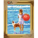 Kit de tapisserie avec toile imprimée 22x30 Fille au bord de la mer CDA6322K