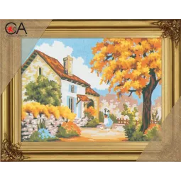 Tapestry Kit with printed canvas 22x30 Stone Cottage CDA6039K