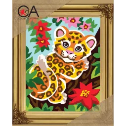 Kit tapisserie avec toile imprimée 22x30 Léopard CDA6303K