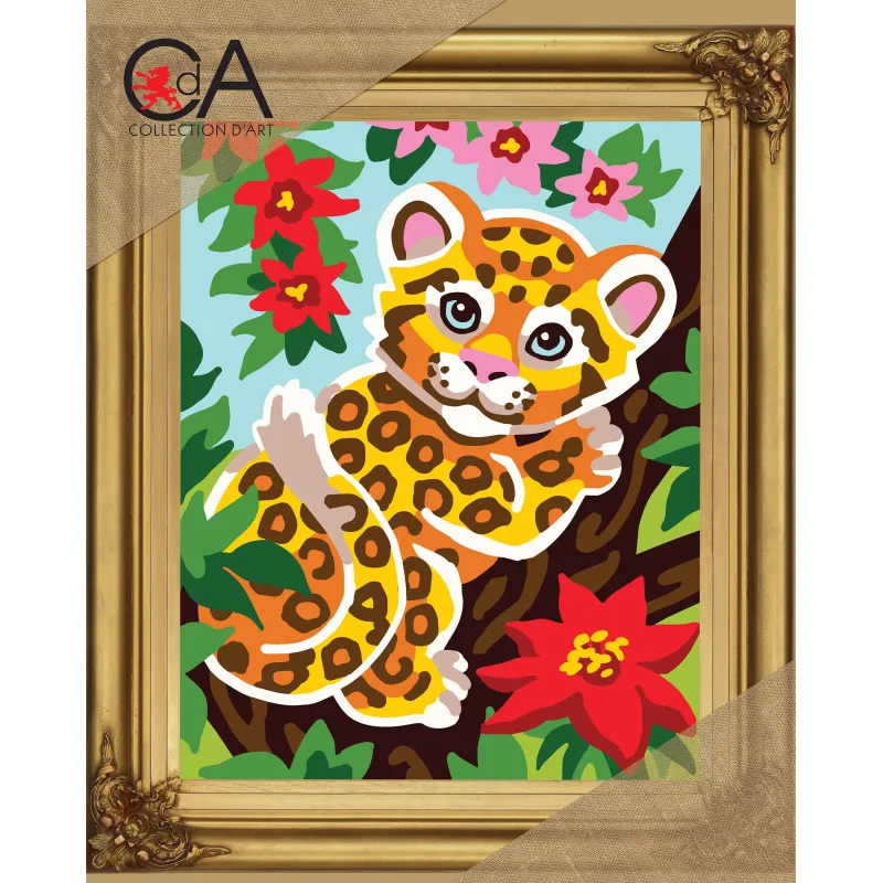 Kit tapisserie avec toile imprimée 22x30 Léopard CDA6303K