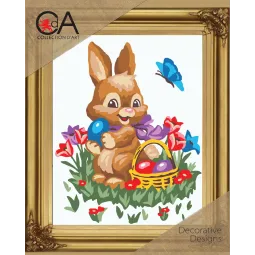 Gobelin-Set mit bedruckter Leinwand 22x30 Osterhase CDA6301K