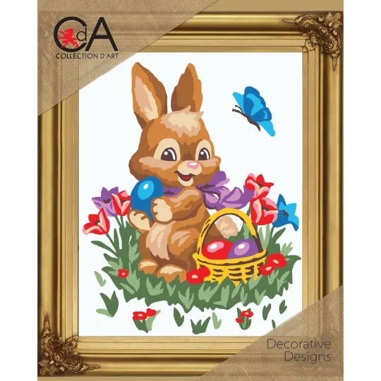 Tapestry Kit with printed canvas 22x30 Easter bunny CDA6301K