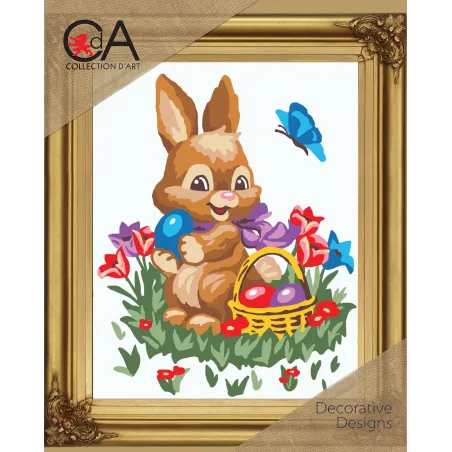 Kit de tapisserie avec toile imprimée 22x30 lapin de Pâques CDA6301K