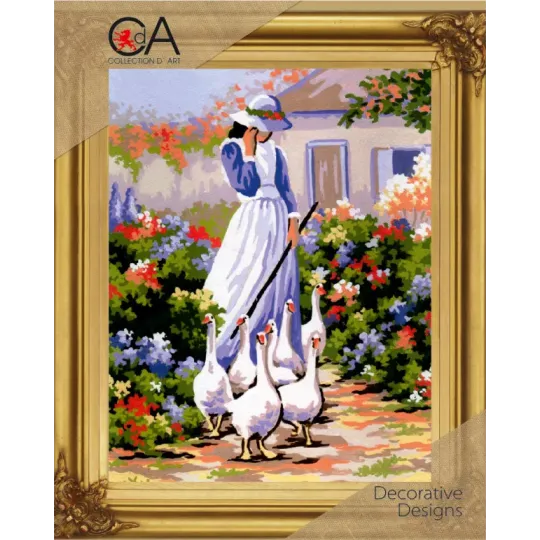 Tapestry Kit with printed canvas 20x30 Goose Girl CDA6033K