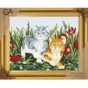 Tapestry Kit with printed canvas 22x30 Playful Kittens CDA6032K