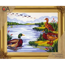 Kit de tapisserie avec toile imprimée 22x30 Mallard Lake CDA6237K