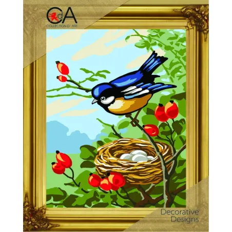 Tapestry Kit with printed canvas 22x30 Bird with nest CDA6290K