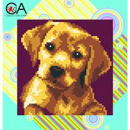 Gobeleno rinkinys su spausdintu drobės paveikslėliu 19x19 Labradoras šuniukas CDA4019K