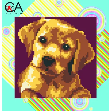 Gobelin-Set mit bedruckter Leinwand 19x19 Labrador-Welpe CDA4019K