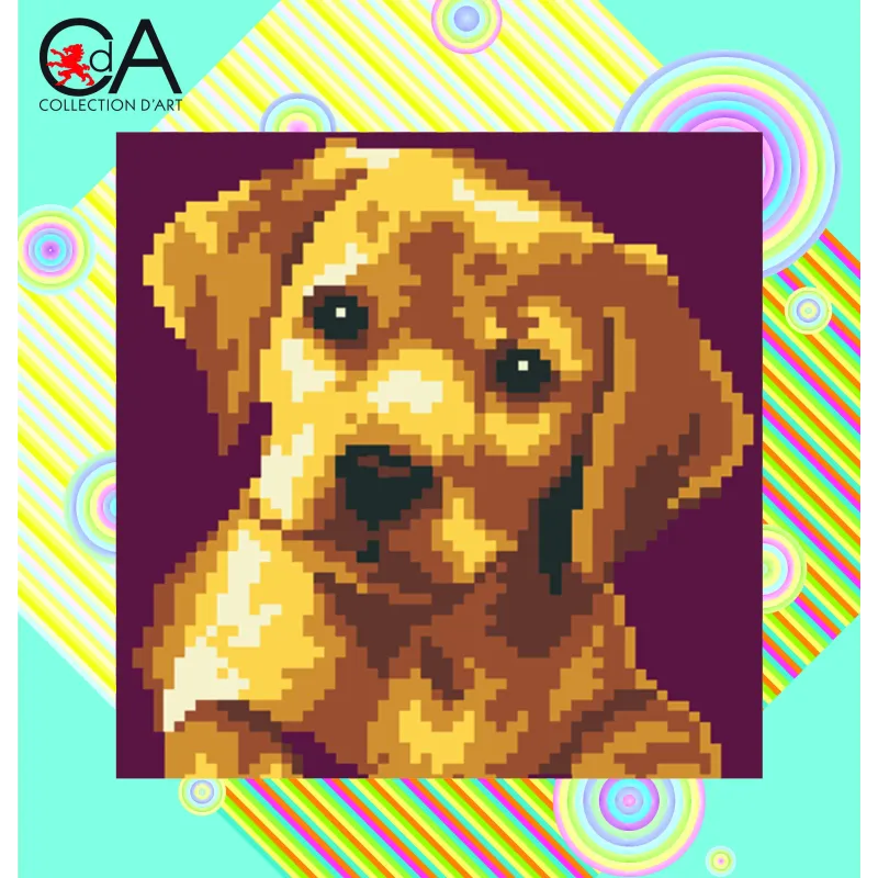 Tapestry Kit with printed canvas 19x19 Labrador Puppy CDA4019K