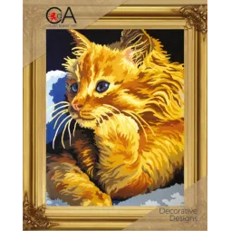 Tapestry Kit with printed canvas 22x30 Golden Kitten CDA6229K