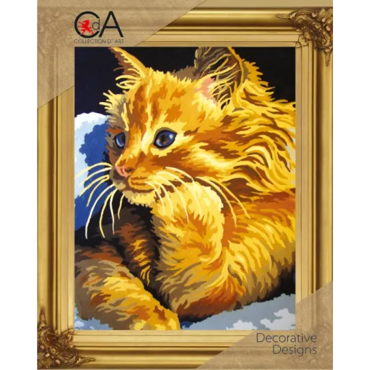 Набор для гобелена с печатным холстом 22x30 Золотой котенок CDA6229K