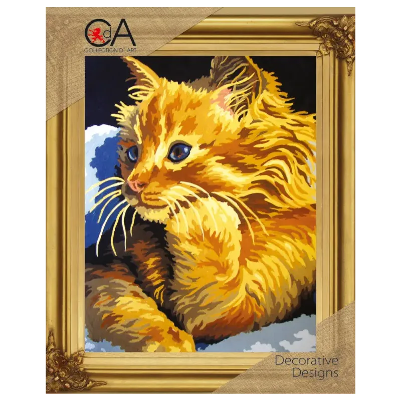 Tapestry Kit with printed canvas 22x30 Golden Kitten CDA6229K