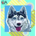 Kit tapisserie avec toile imprimée 19x19 Husky CDA4017K