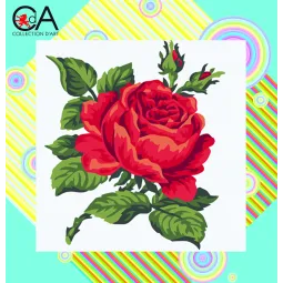 Tapestry Kit with printed canvas 19x19 Red Rose CDA4015K