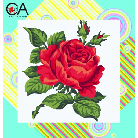 Gobeleno rinkinys su spausdintu drobė 19x19 Red Rose CDA4015K