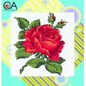 Tapestry Kit with printed canvas 19x19 Red Rose CDA4015K
