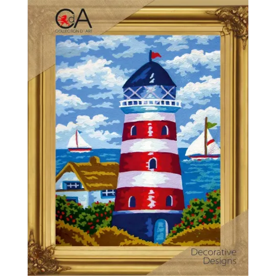 Kit de tapisserie avec toile imprimée 22x30 Phare CDA6230K