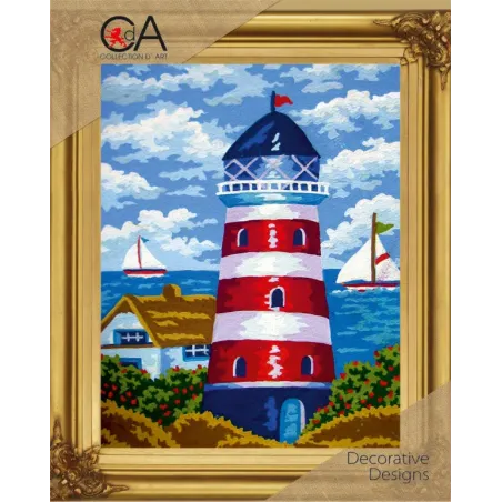 Gobelin-Set mit bedruckter Leinwand 22x30 Leuchtturm CDA6230K