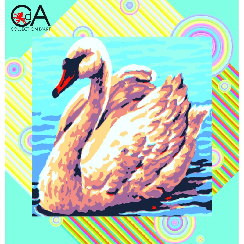 Tapestry Kit with printed canvas 19x19 Swan CDA4014K