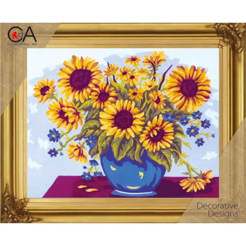 Tapestry Kit with printed canvas 22x30 Sunflowers in Blue Bowl CDA6226K