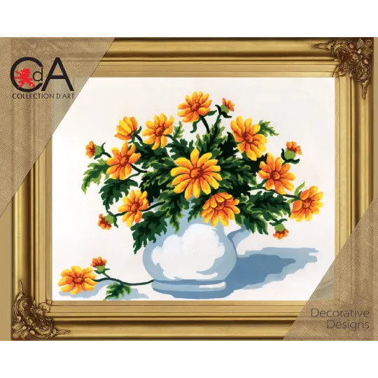 Tapestry Kit with printed canvas 30x22 Flowers in a vase CDA6196K
