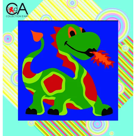 Gobelin-Set mit bedruckter Leinwand 19x19 Grüner Drache CDA4010K