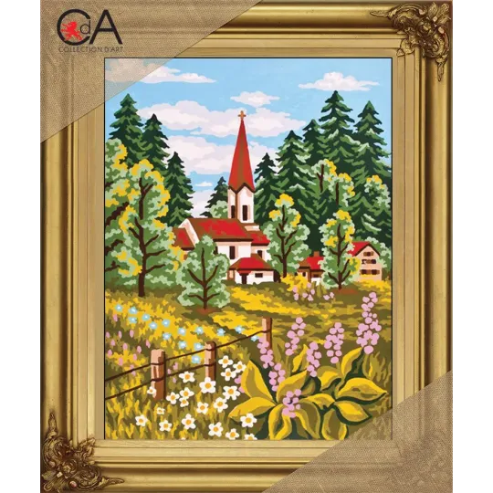 Набор для гобелена с напечатанным холстом 22x30 Chapel in the Fields CDA6143K