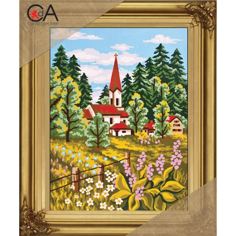 Набор для гобелена с напечатанным холстом 22x30 Chapel in the Fields CDA6143K