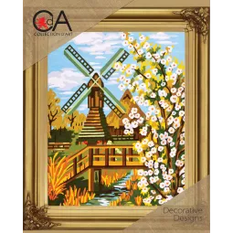 Kit tapisserie avec toile imprimée 22x30 Le moulin CDA6137K