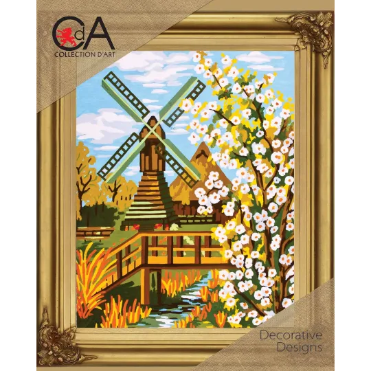Kit tapisserie avec toile imprimée 22x30 Le moulin CDA6137K