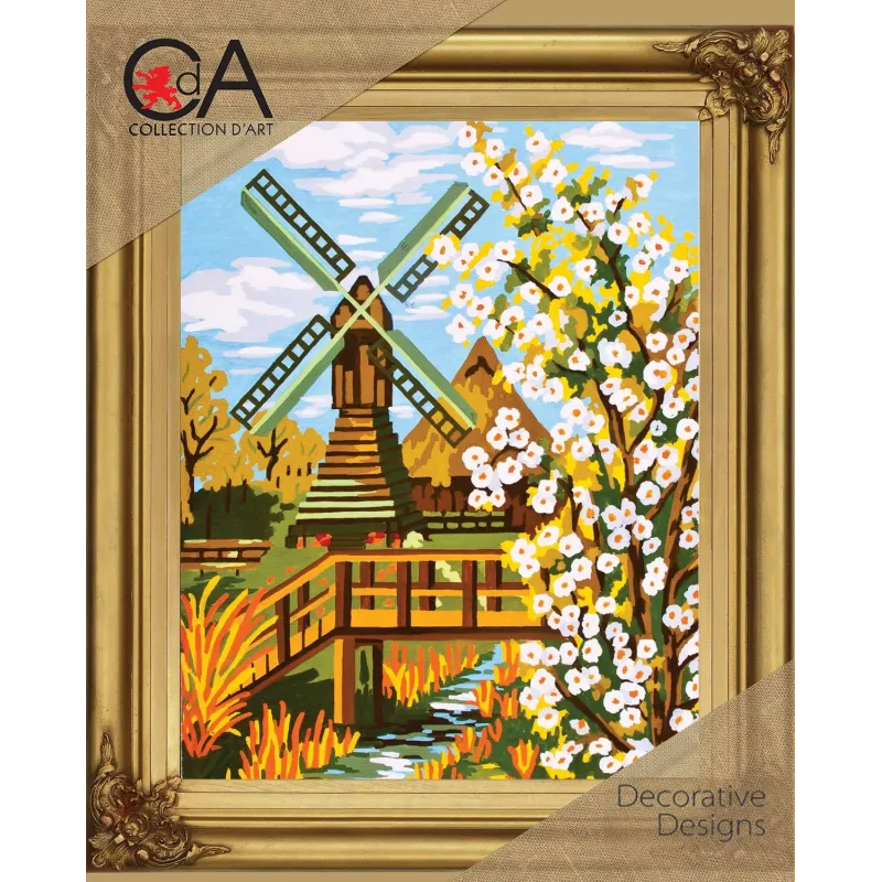 Kit tapisserie avec toile imprimée 22x30 Le moulin CDA6137K